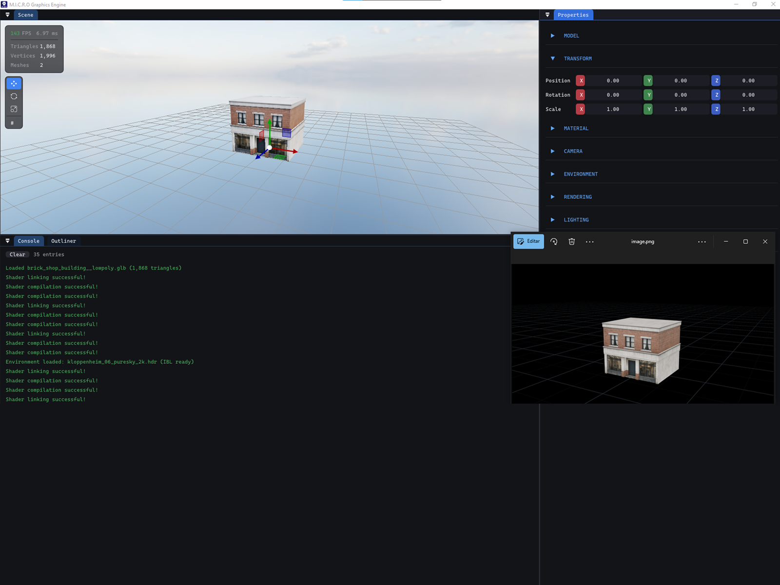 The same model with textures correctly resolved and applied.