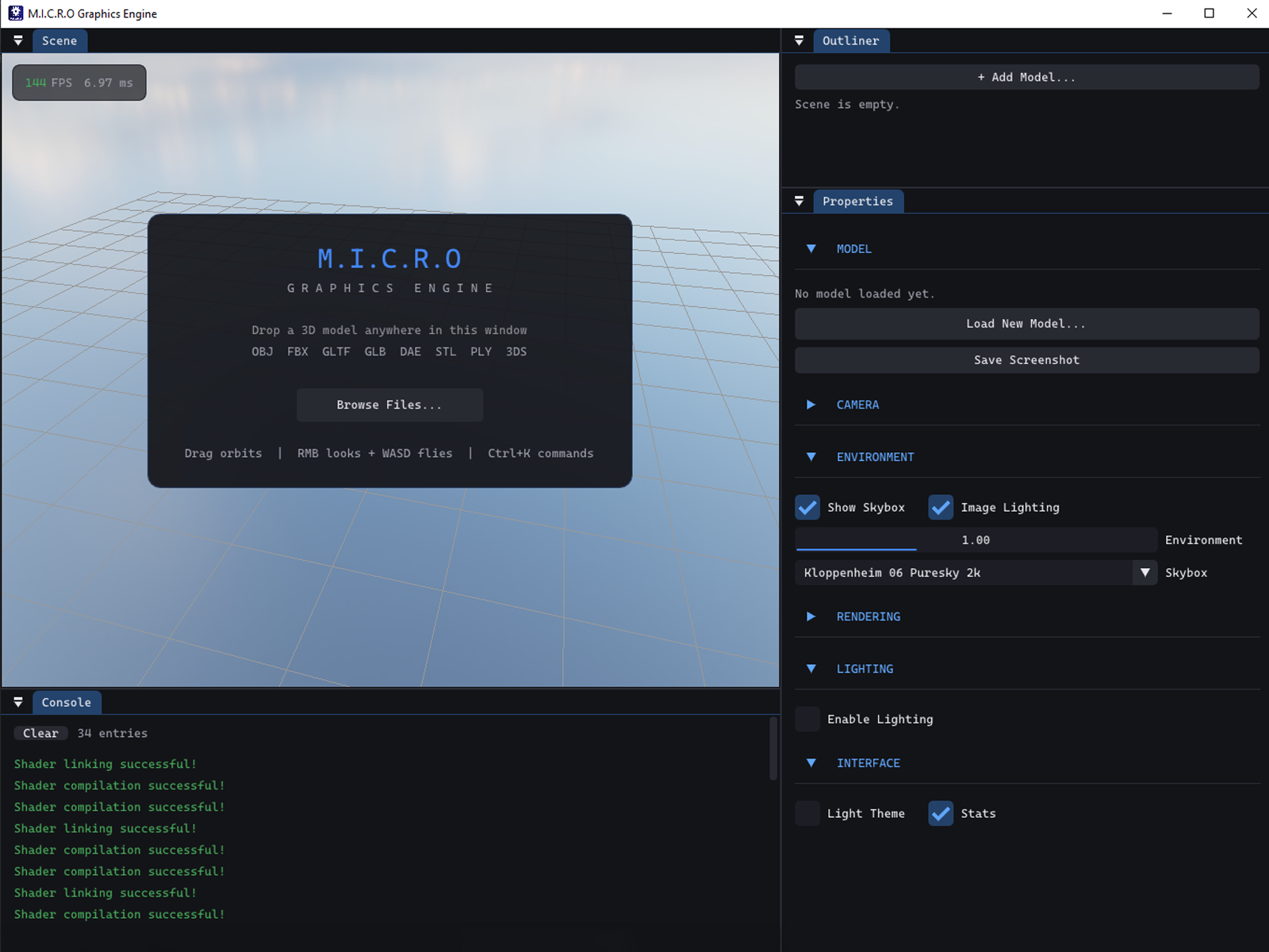 The current M.I.C.R.O interface, showing the dockable panels and refined UI theme.