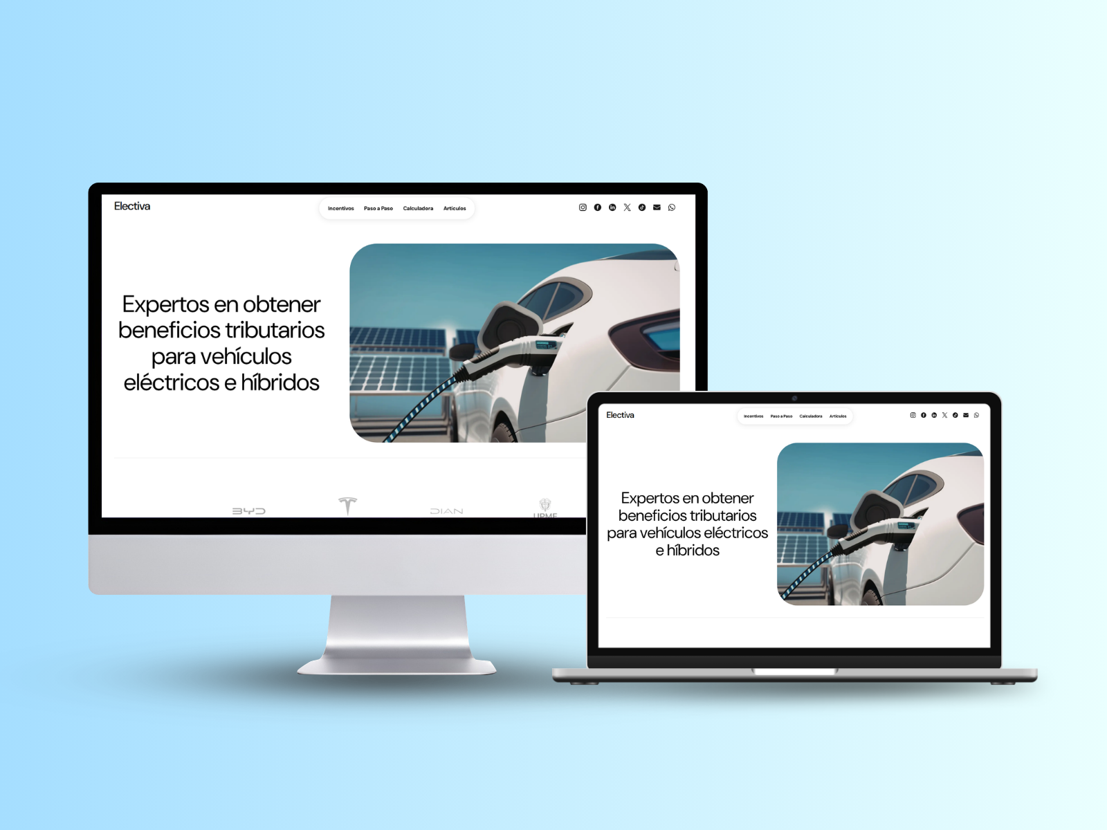 The finished Electiva homepage on desktop.